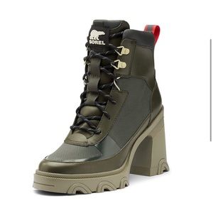 Sorel Brex Waterproof Leather Block Heel Platform Lace-Up Booties Sorel Shoes